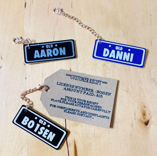 Mini personalised plate keychain