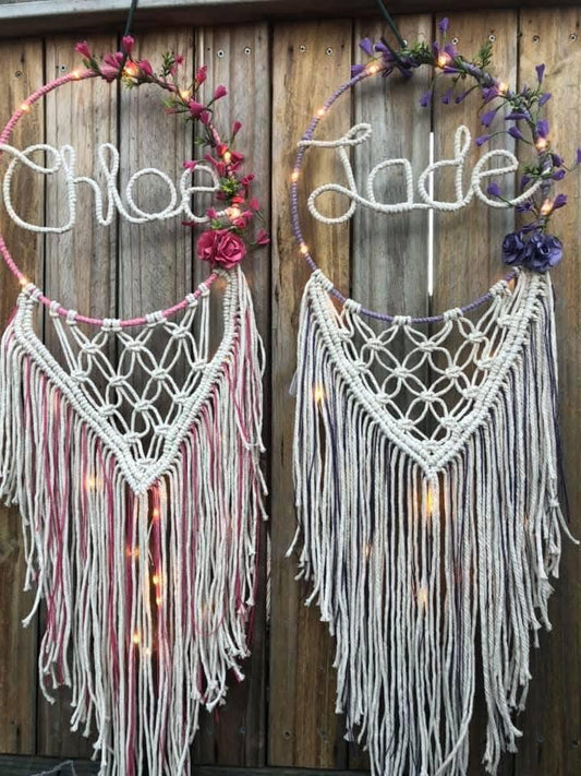 Personalised Macrame wall hanging with lights