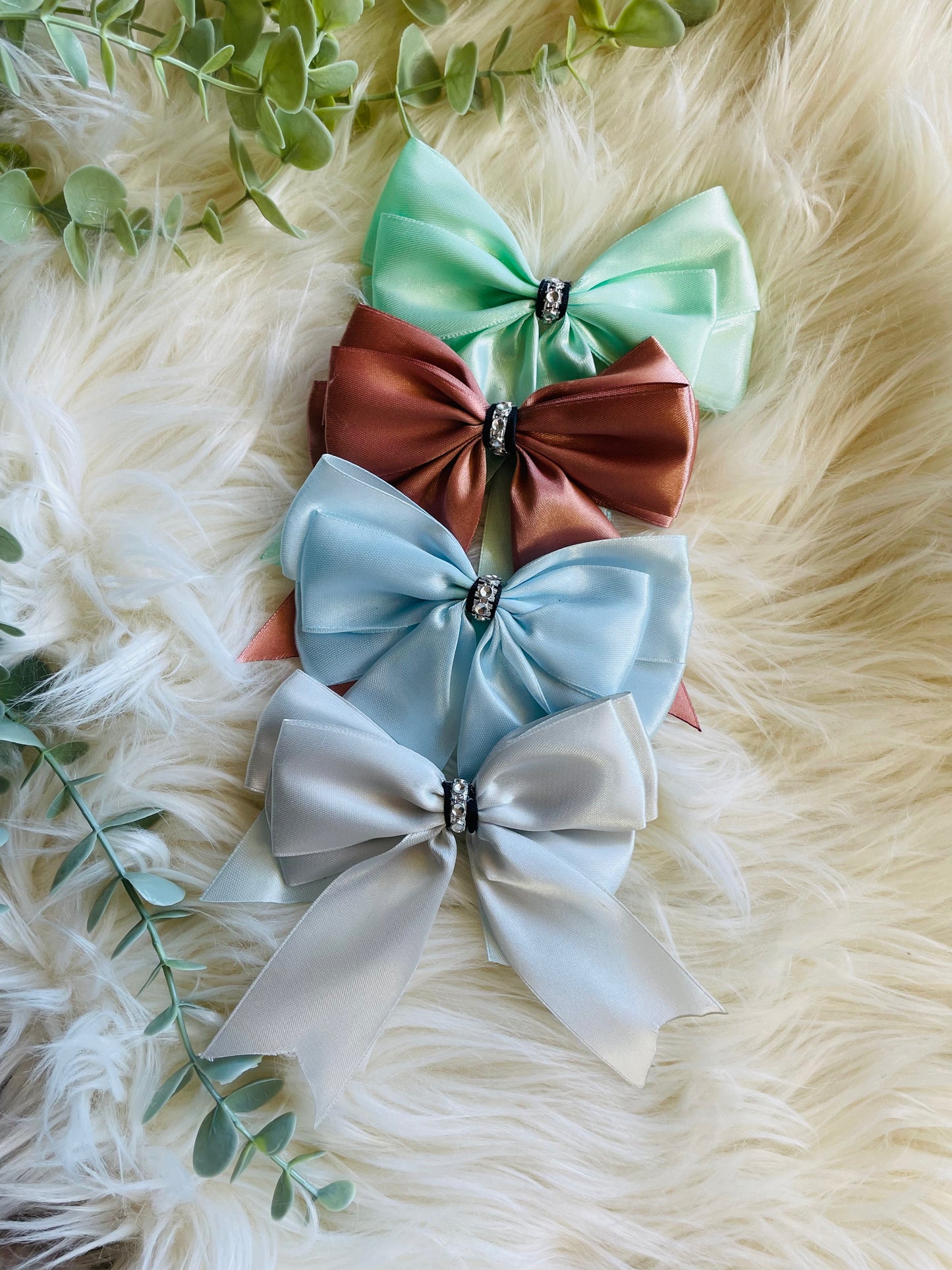 Ribbon hair bows-diamonties