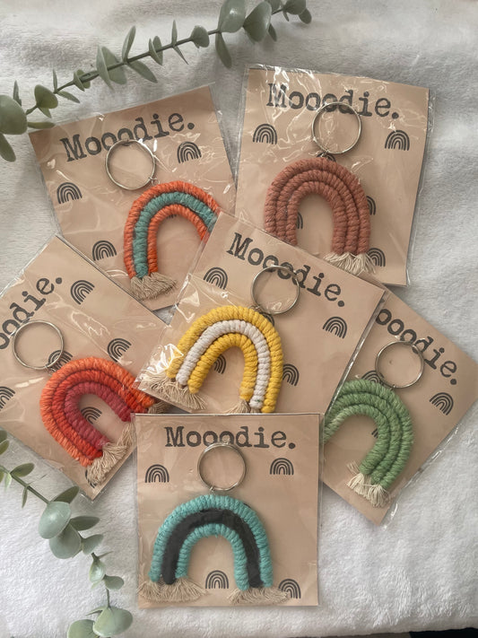 Macrame rainbow keychains